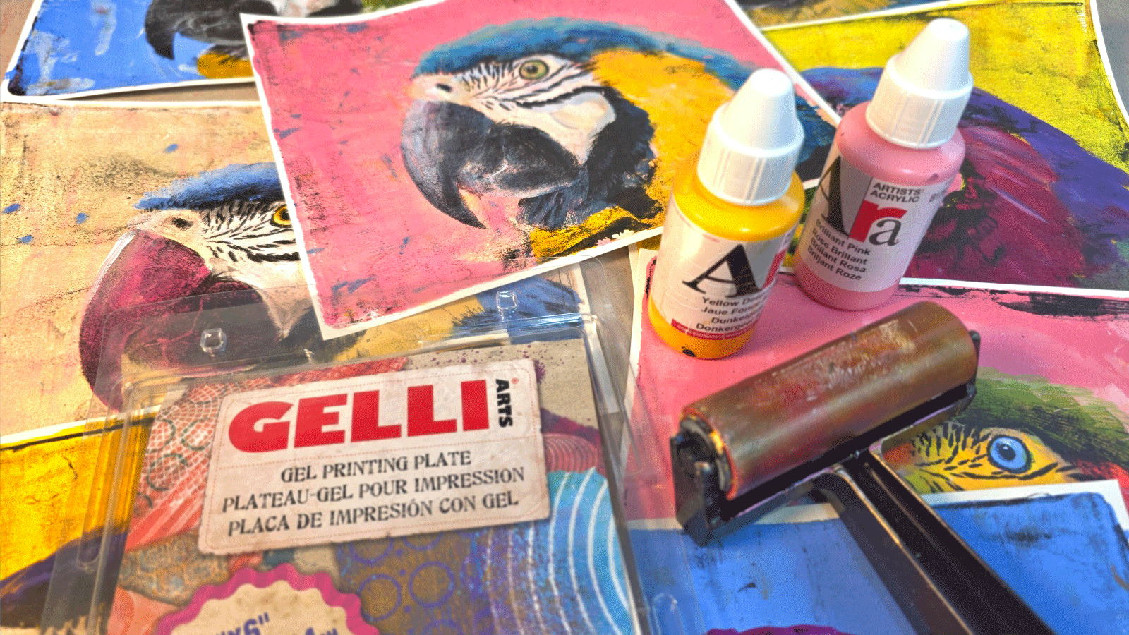 Workshop Ara drukken met gelli arts en Ara